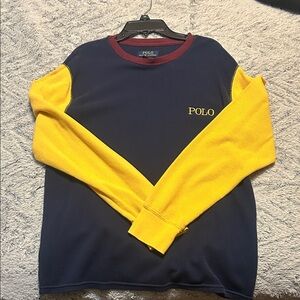 Polo by Ralph Lauren Men's Blue and Yellow Crewneck Sweater